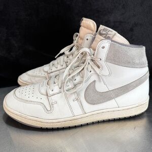 Nike Air Jordan 1 Mid Size 13 White Grey Suede Swoosh High Top